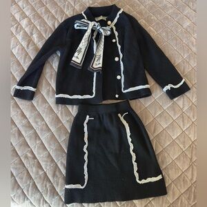 Chanel Style Classic Black Cotton Garment set